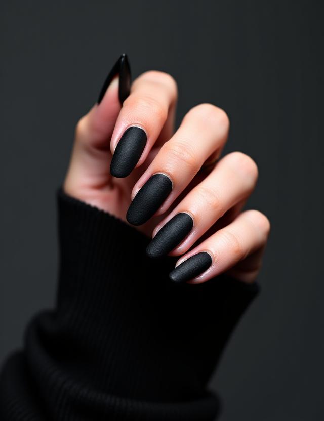 시크한 블랙 매트 네일아트
